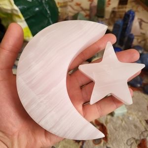 Pink Calcite Half Moon And Star